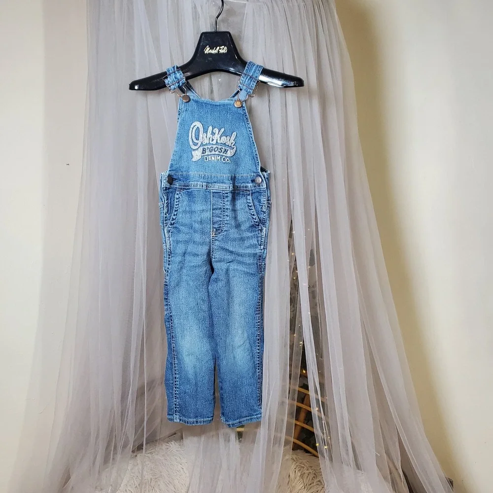 Vintage Oshkosh B'Gosh Kids Western‎ Overalls Blue Denim Size 4T Unisex Retro